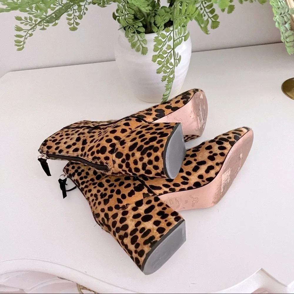 J. Crew Saide Ankle Boots Leopard Calf Hair Size 8.5
